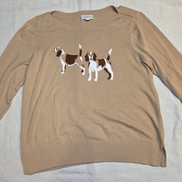 LOFT Sweaters - Women's Tan Sweater with Dog Design